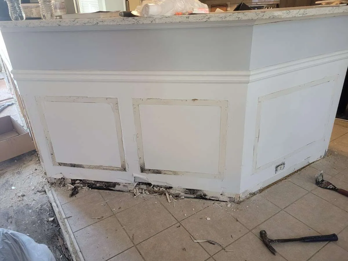 Water damage and mold on kitchen during Storm Damage Restoration in Pismo Beach